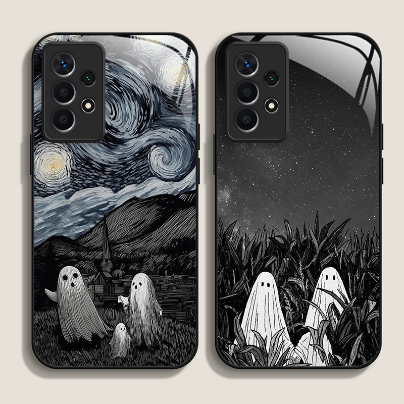 Phone Cases For Samsung S21 5G - Lustige Geister-Abstrakte Kunstmuster-Handyhülle aus gehärtetem Glas