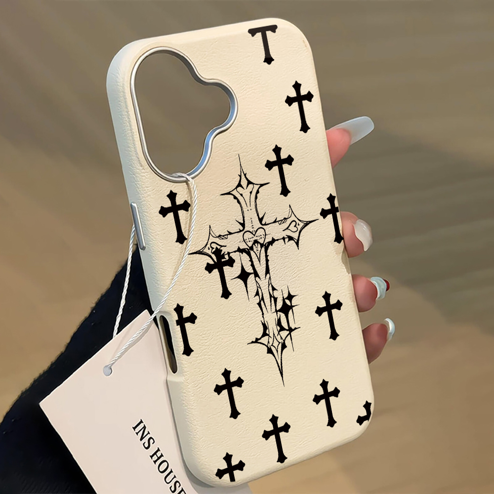 Phone Cases Leather - Christliches Kreuz-Design Handyhülle für iPhone 16