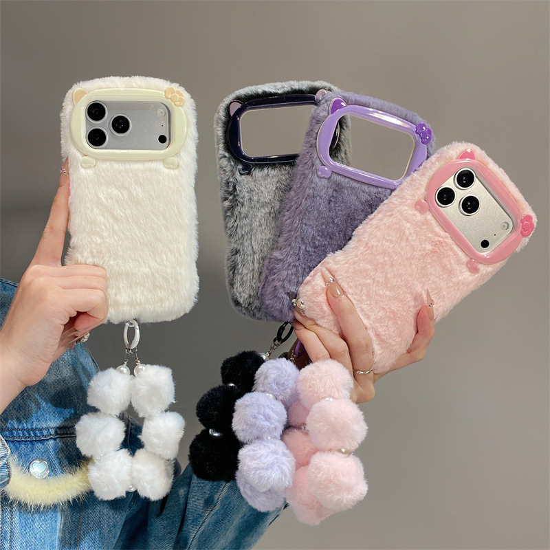 Phone Cases Apple - Luxuriöse Einfarbige Flauschige Plüsch-Handyhülle für iPhone