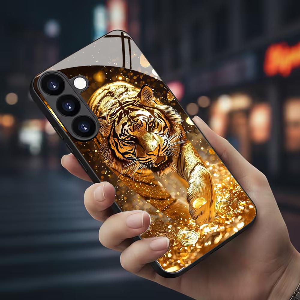 Phone Cases For Samsung S21 5G - Tiger-Muster Glas-Handyhülle für Samsung Galaxy S26