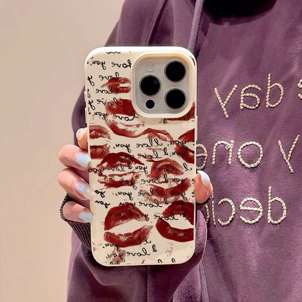 Helle rote Lippen Leder Handyh – Phone Cases Leather Bewertung und Preis